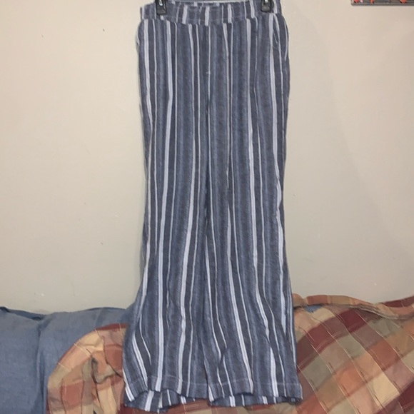 NEXT Women's Grey/Blue Stripe Linen Blend Jumpsuit – Wide Leg, V-Neck, Sleeveless, Sizes 6-20 - View #2